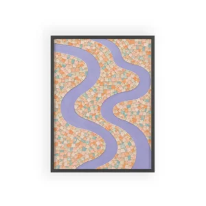 Mosaic River Pattern Framed Poster