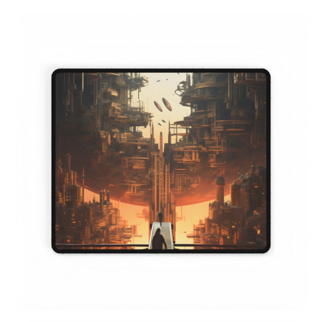 Perfect Futuristic Cityscape: Dystopian Utopia Urban Artwork - Desk Mat