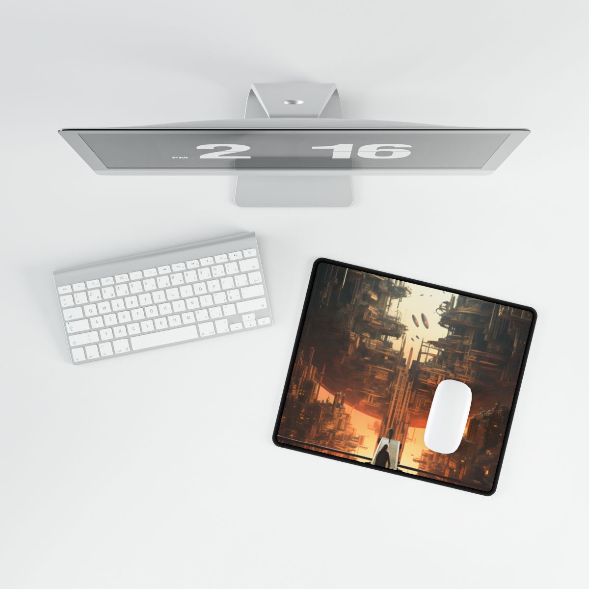 Perfect Futuristic Cityscape: Dystopian Utopia Urban Artwork - Desk Mat