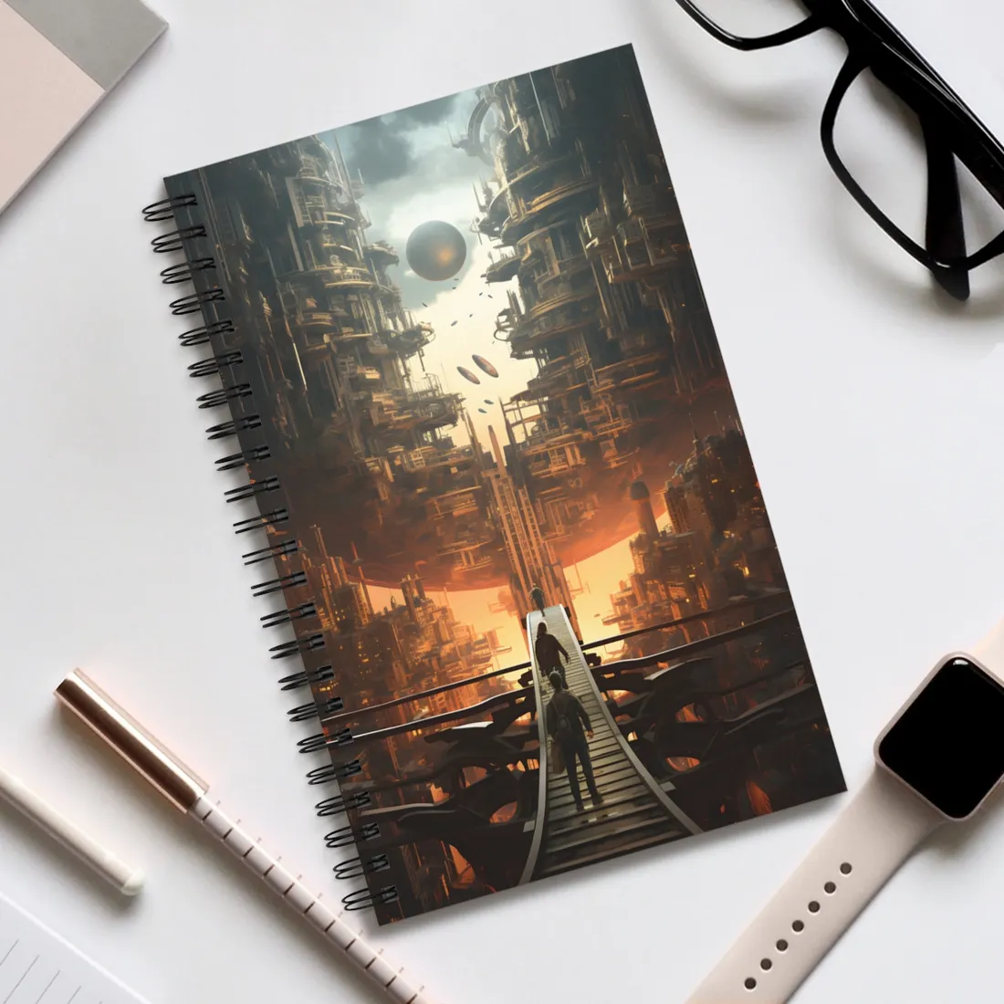 Perfect Futuristic Cityscape: Dystopian Utopia Urban - Spiral Notebook