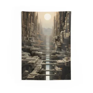 Mechanical City Canal Wall Tapestry