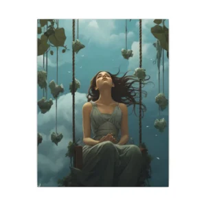 Woman on a Cloud Swing Canvas Print