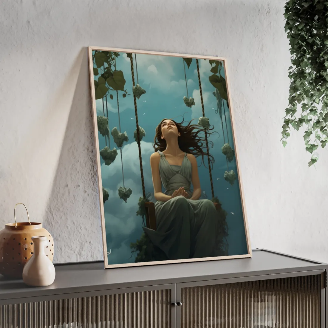 Person at Desk with Laptop - Framed Poster