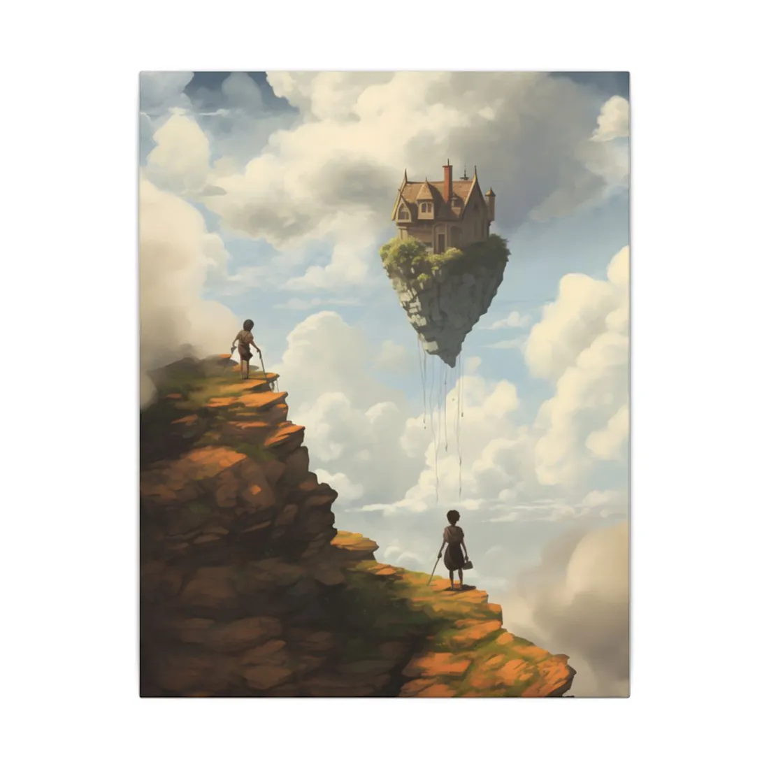 Person in Front of Building: Outdoor Scene Art - Canvas