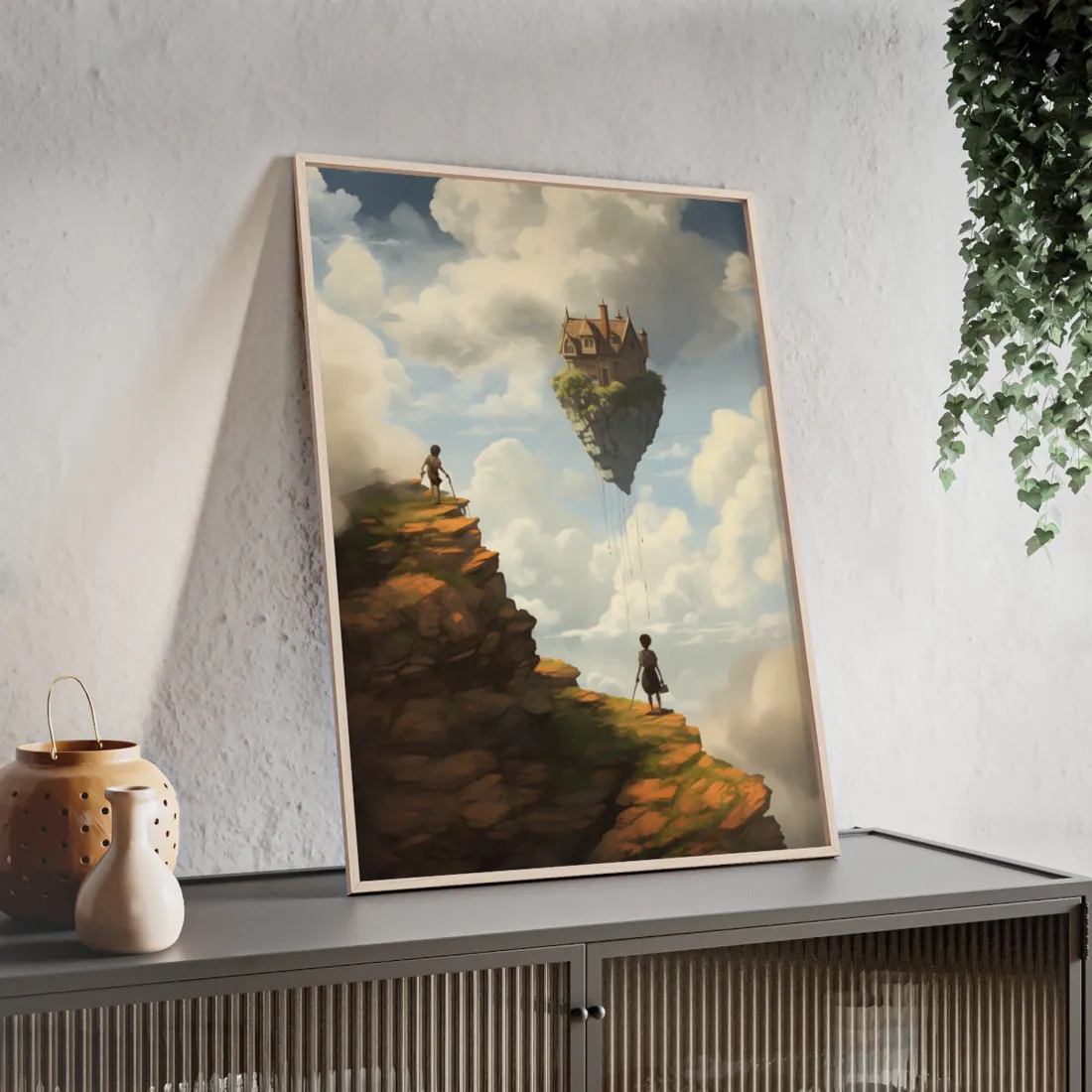 Person in Front of Building: Outdoor Scene Art - Framed Poster