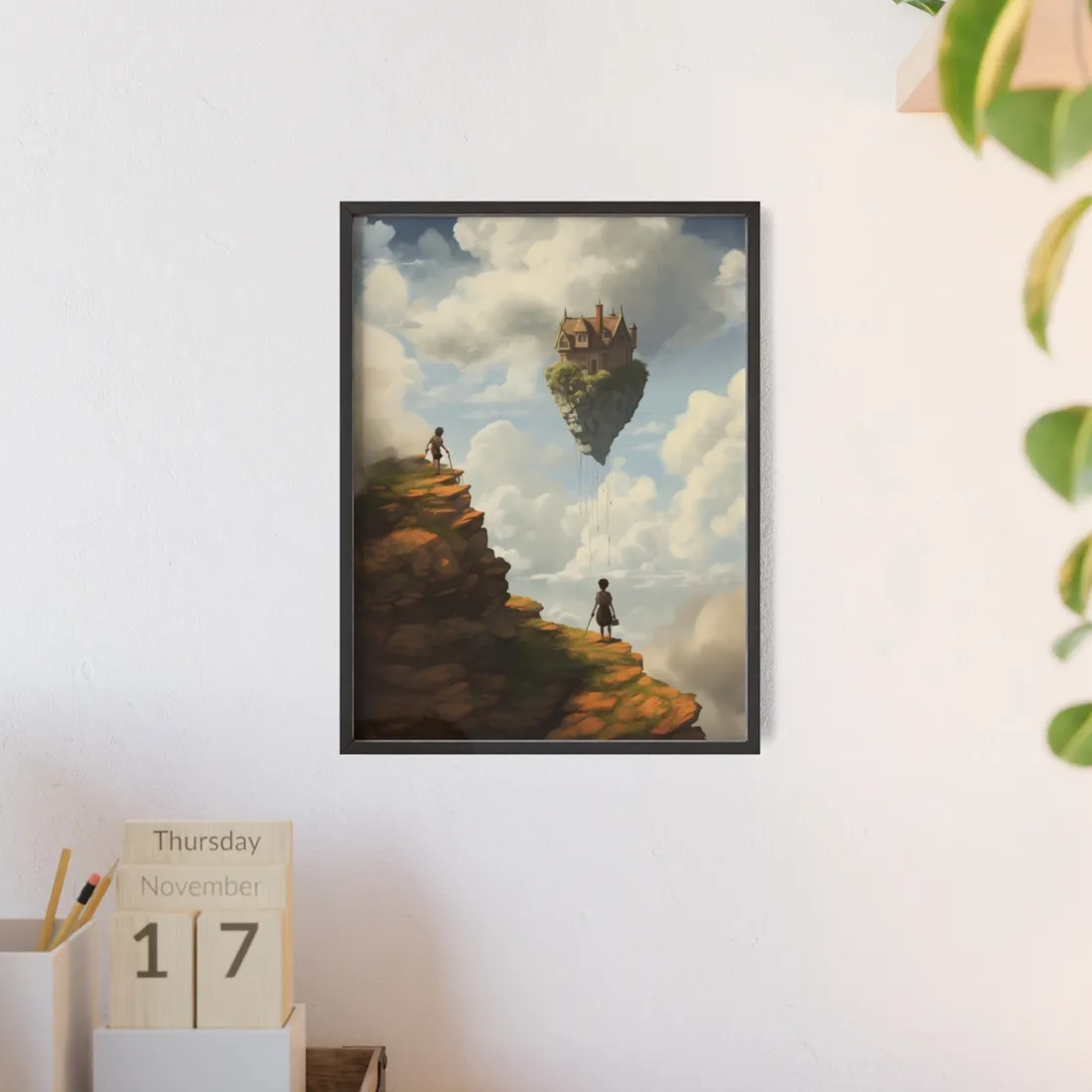 Person in Front of Building: Outdoor Scene Art - Framed Poster