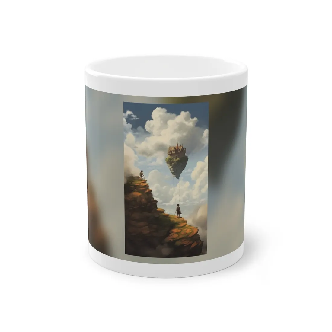 Person in Front of Building: Outdoor Scene Art - Mug