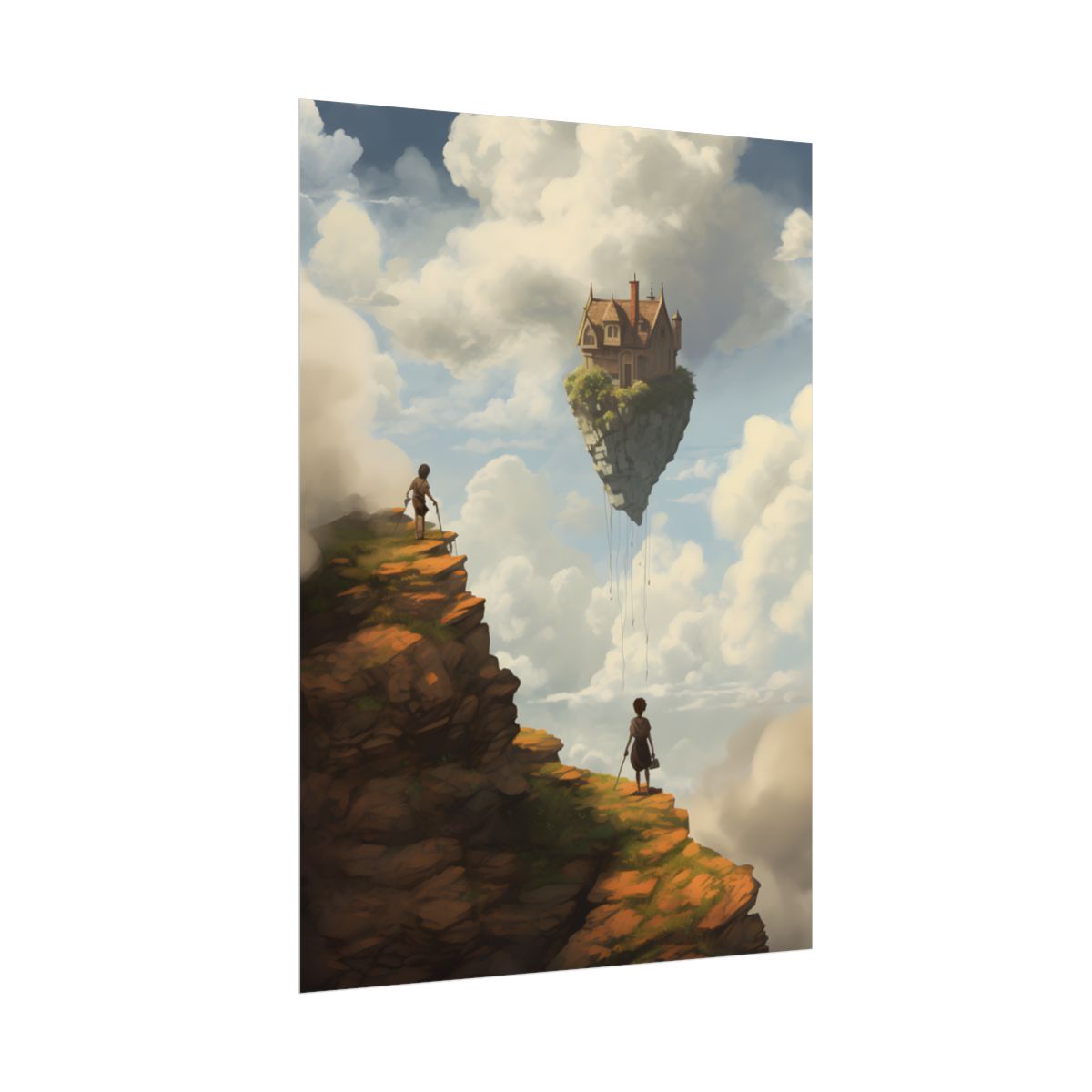 Person in Front of Building: Outdoor Scene Art - Poster