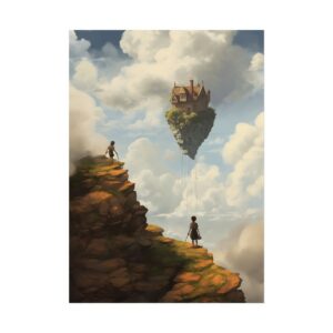 Floating House Above Cliff Poster