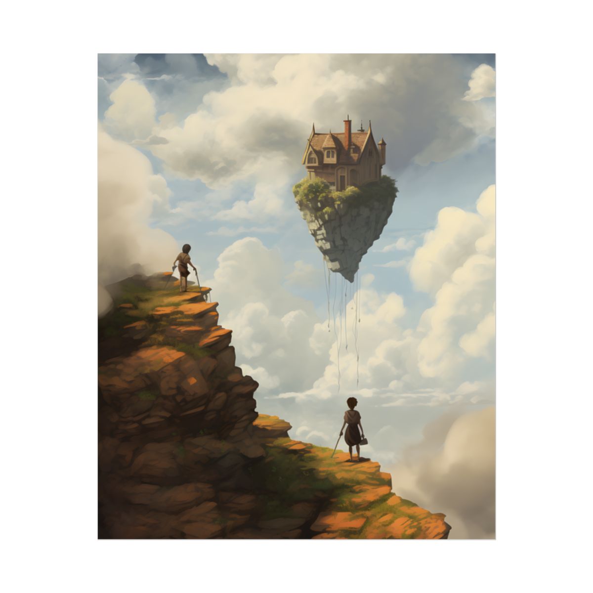 Person in Front of Building: Outdoor Scene Art - Poster
