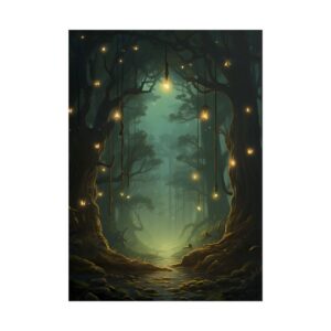 Enchanted Forest with Lanterns Poster