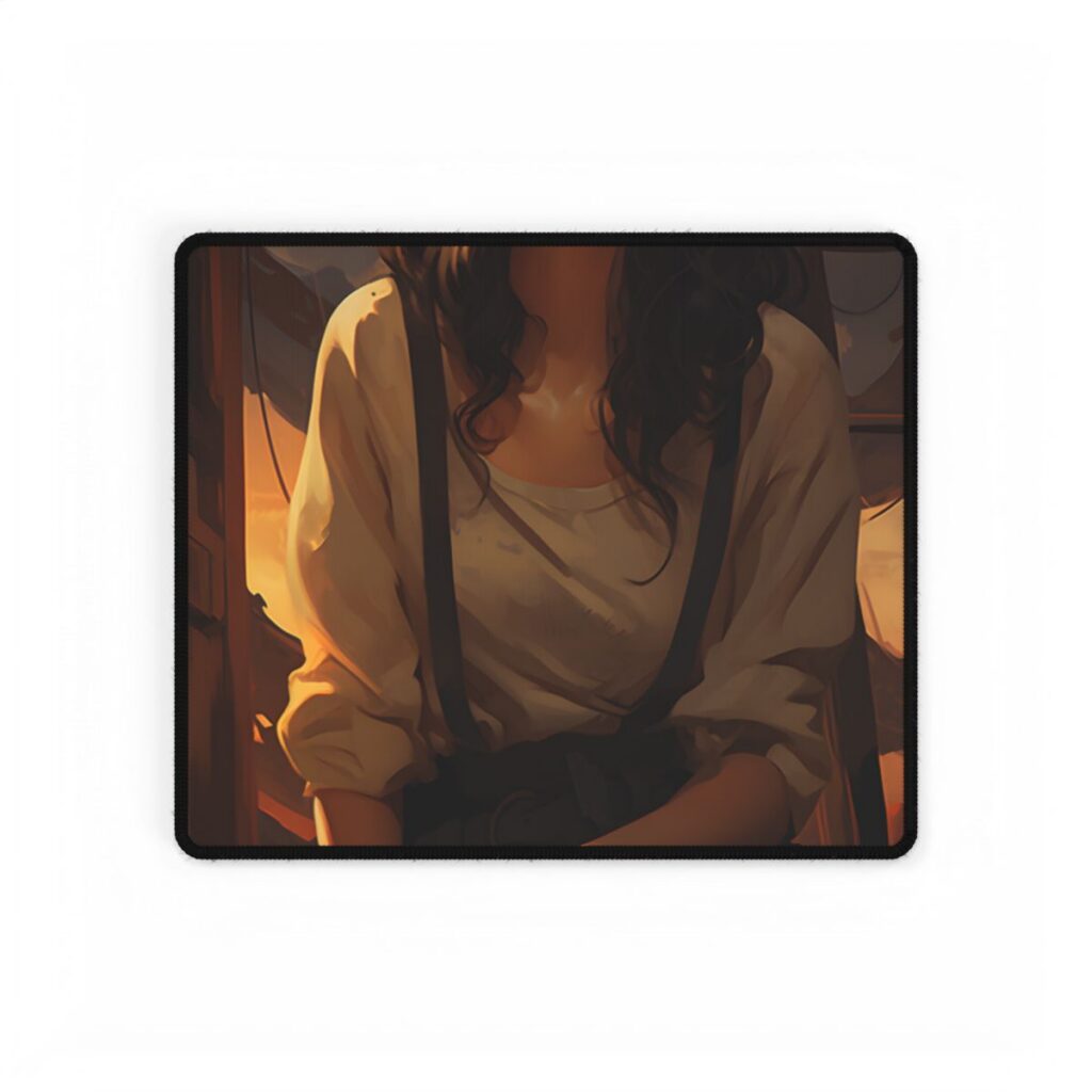 Person in Natural Light: Indoor Portrait Artwork - Desk Mat