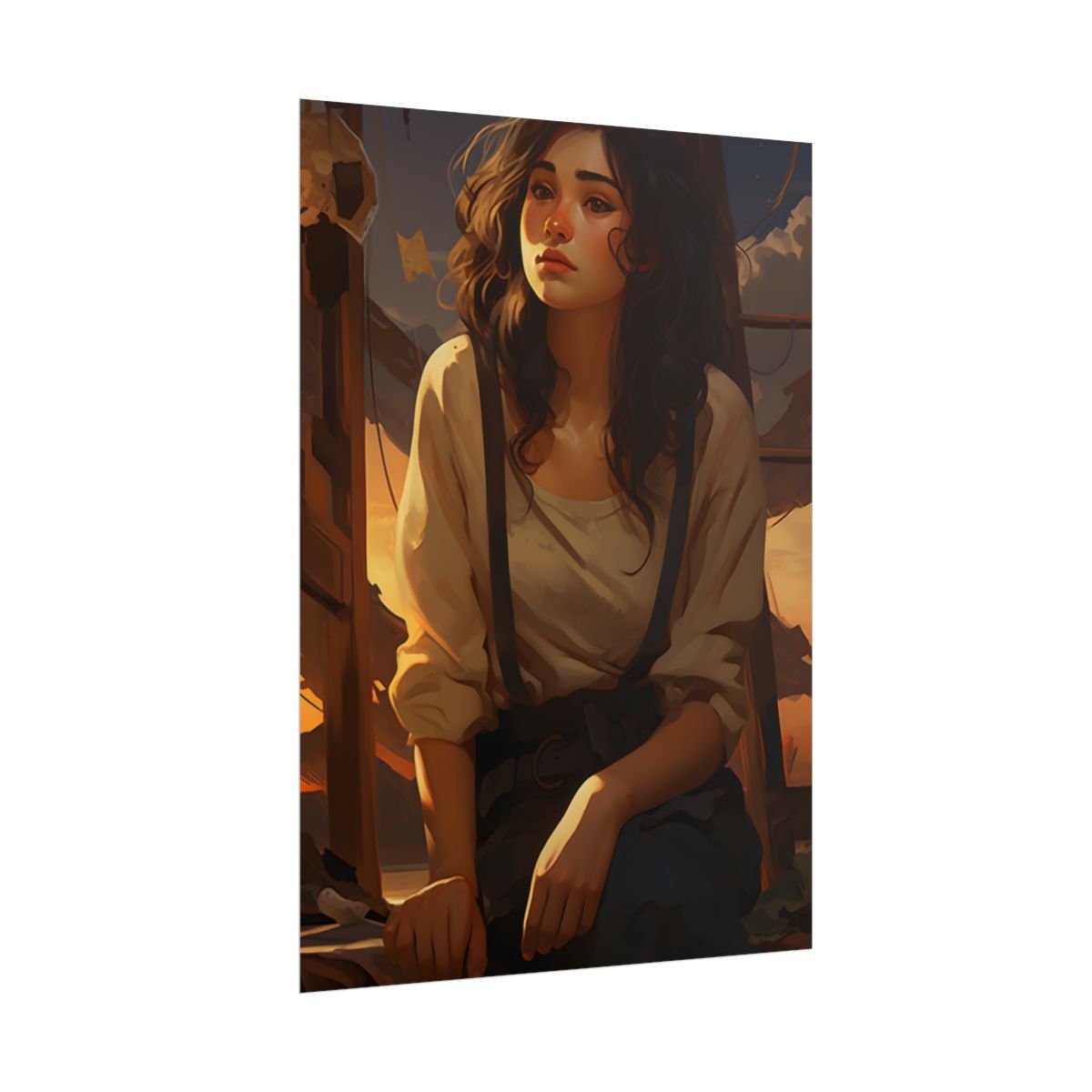 Person in Natural Light: Indoor Portrait Artwork - Poster