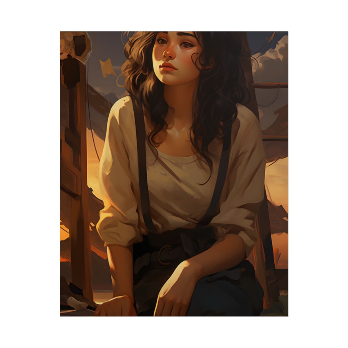 Person in Natural Light: Indoor Portrait Artwork - Poster