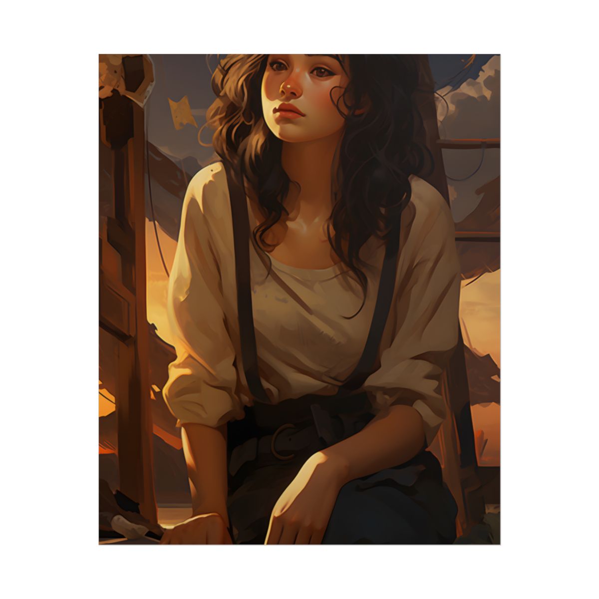 Person in Natural Light: Indoor Portrait Artwork - Poster