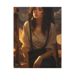 Young Woman at Sunset Canvas Print