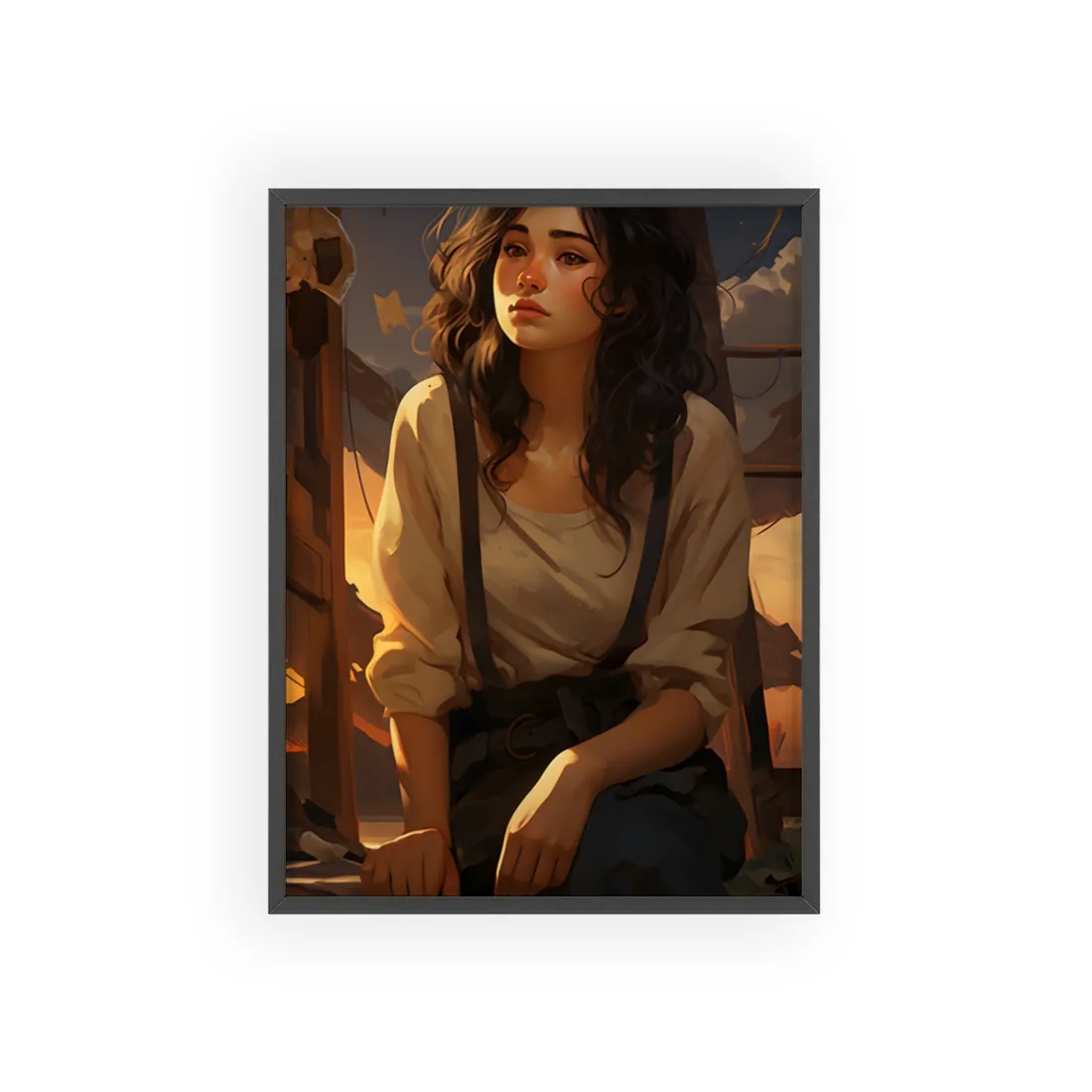 Person in Natural Light: Indoor Portrait - Framed Poster