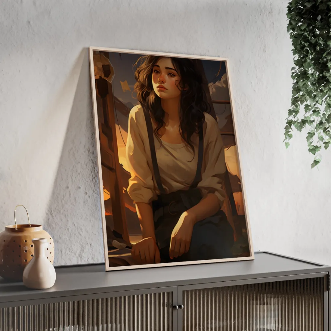 Person in Natural Light: Indoor Portrait - Framed Poster