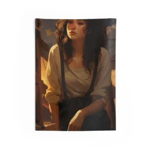 Young Woman at Sunset Wall Tapestry