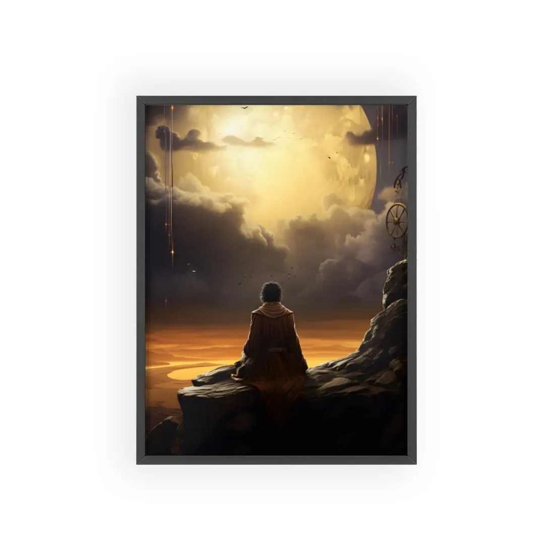Person in Nature: Holding Tech Device Digital Art - Framed Poster