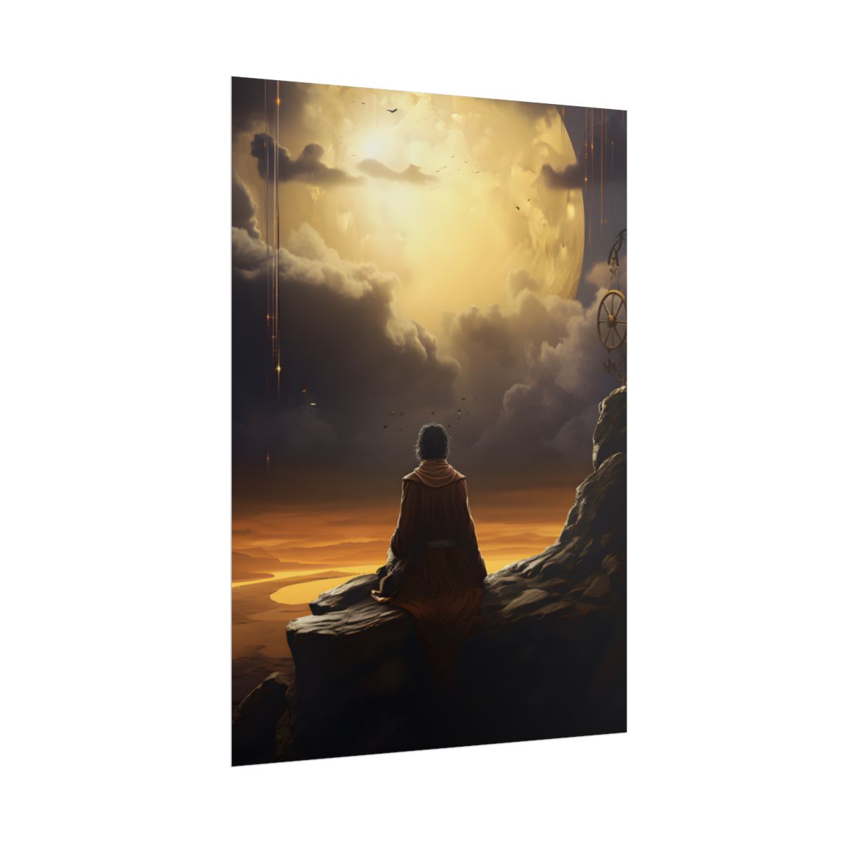 Person in Nature: Holding Tech Device Digital Art - Poster