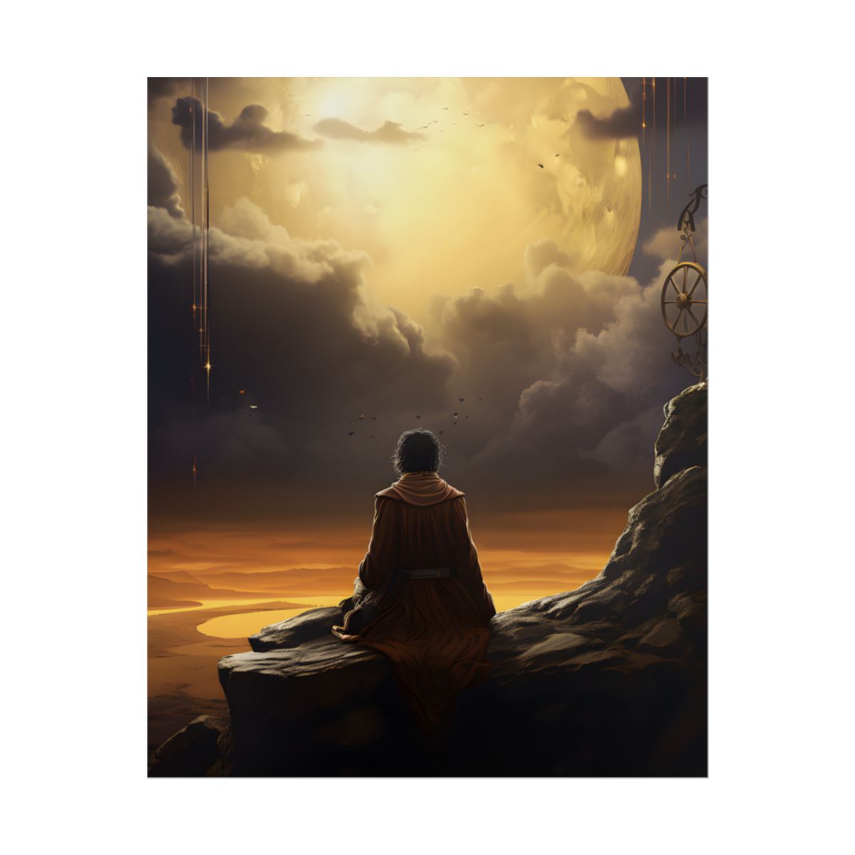 Person in Nature: Holding Tech Device Digital Art - Poster