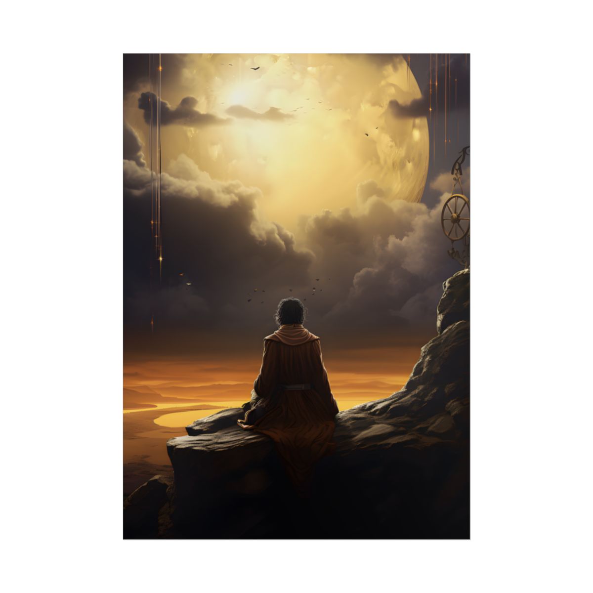 Person in Nature: Holding Tech Device Digital Art - Poster