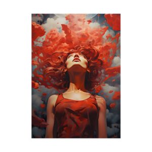 Woman in Red Clouds Poster