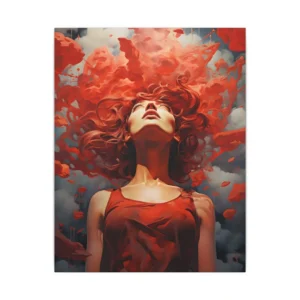 Woman in Red Clouds Canvas Print