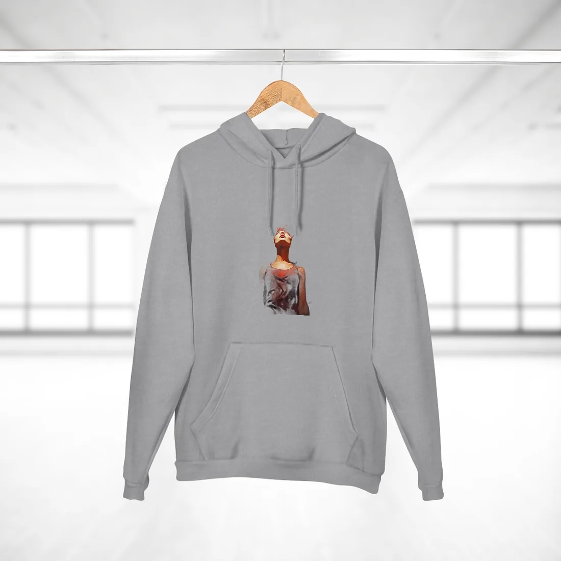 Crimson Bloom: Woman Engulfed in Red Petals – Hoodie, heather grey