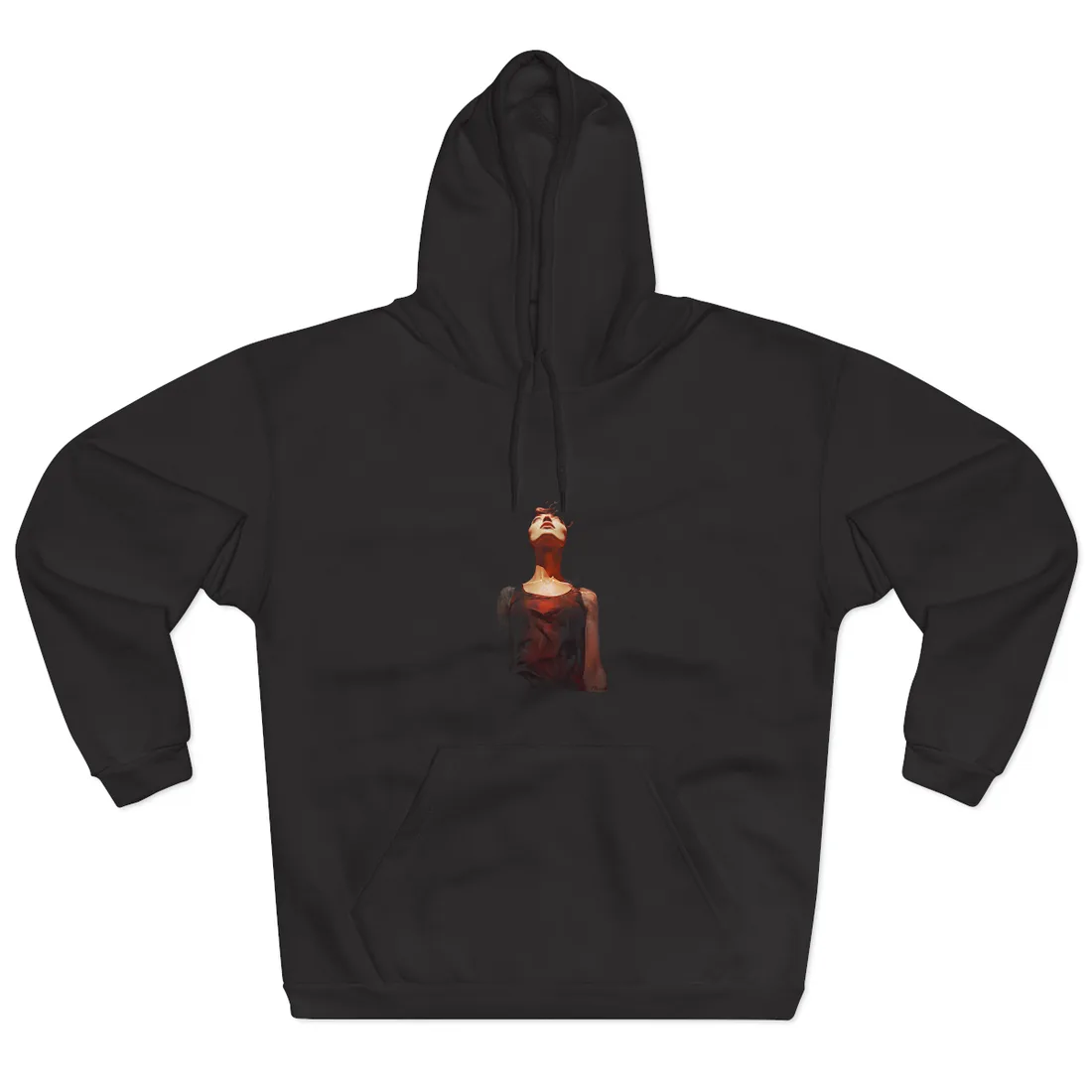 Crimson Bloom: Woman Engulfed in Red Petals – Hoodie, black