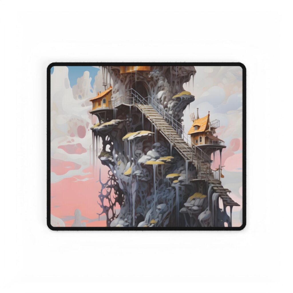 Person Standing Outside: Realistic Daytime Building Scene - Desk Mat