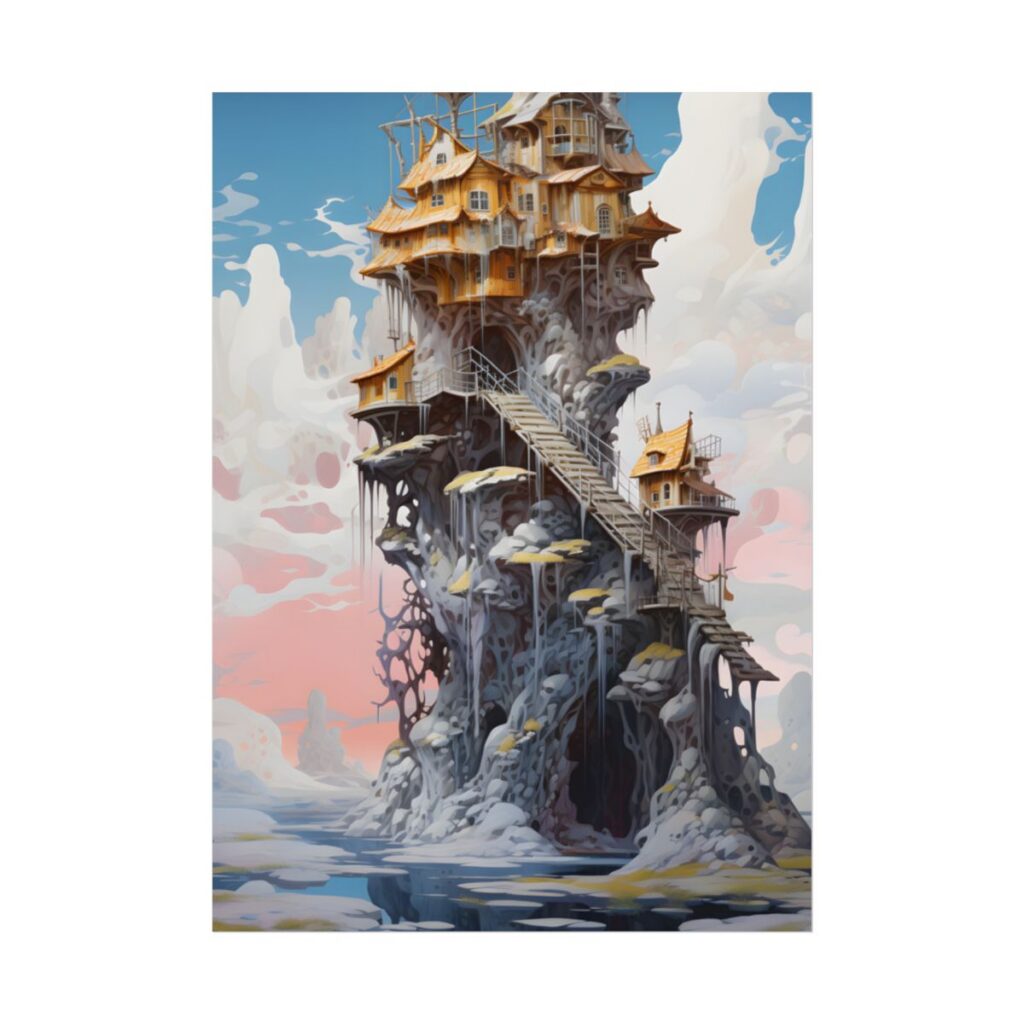 Person Standing Outside: Realistic Daytime Building Scene - Poster