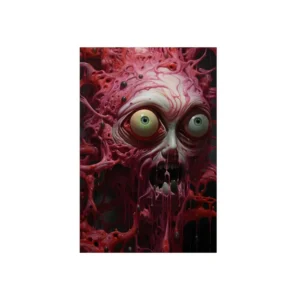 Pink Slimy Monster Face Metal Poster
