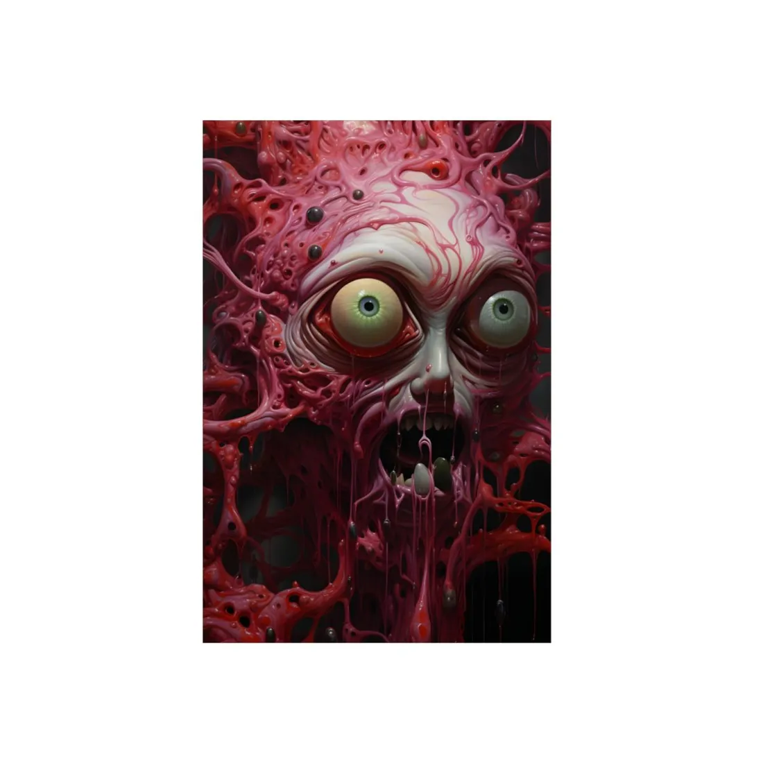 Pink Eyed Horror: Grotesque Creature Close-Up - Metal Poster