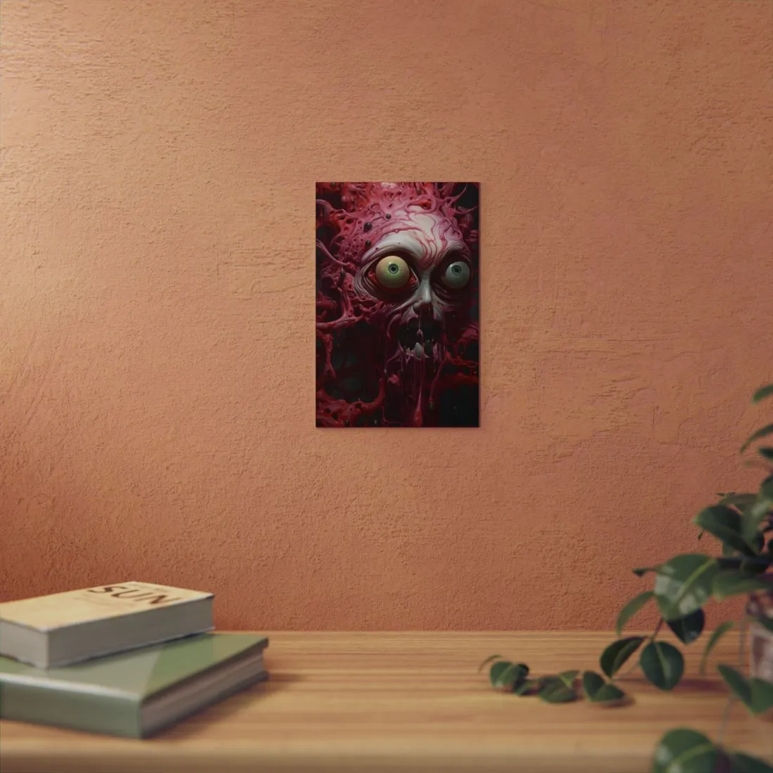 Pink Eyed Horror: Grotesque Creature Close-Up - Metal Poster