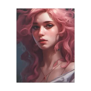 Woman with Wavy Pink Hair Canvas Print