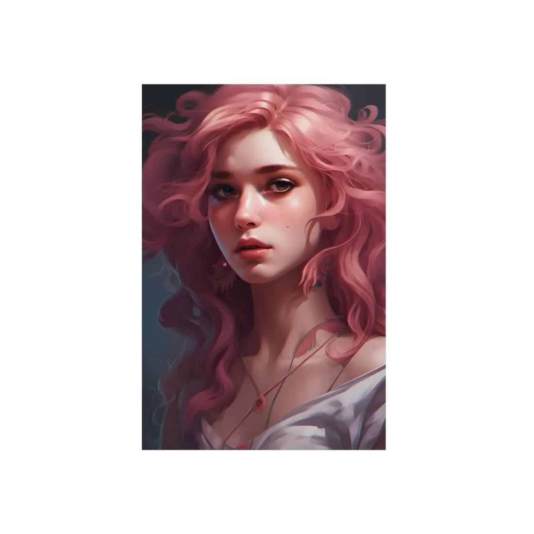 Pink Hair Portrait: Dre's Vibrant Lady - Metal Poster