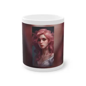 Woman with Wavy Pink Hair Mug