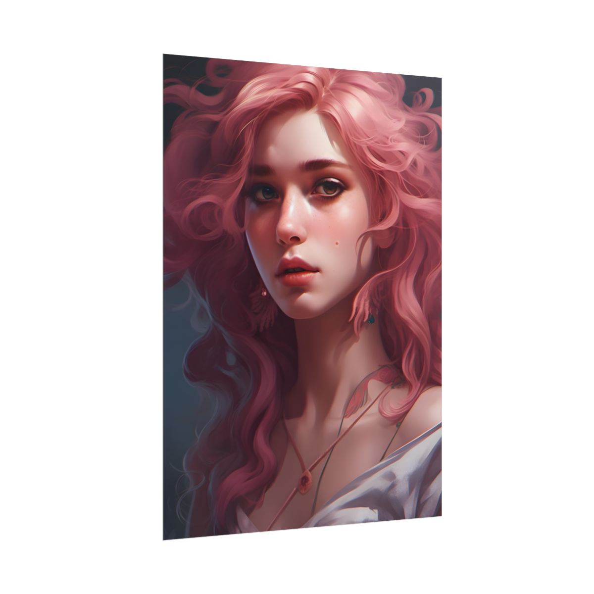 Pink Hair Portrait: Dre's Vibrant Lady - Poster