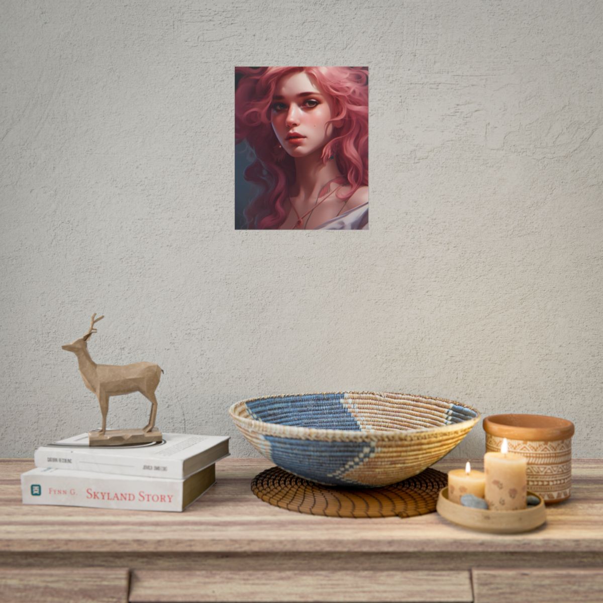 Pink Hair Portrait: Dre's Vibrant Lady - Poster