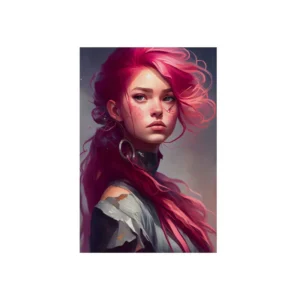 Pink Haired Portrait Metal Poster
