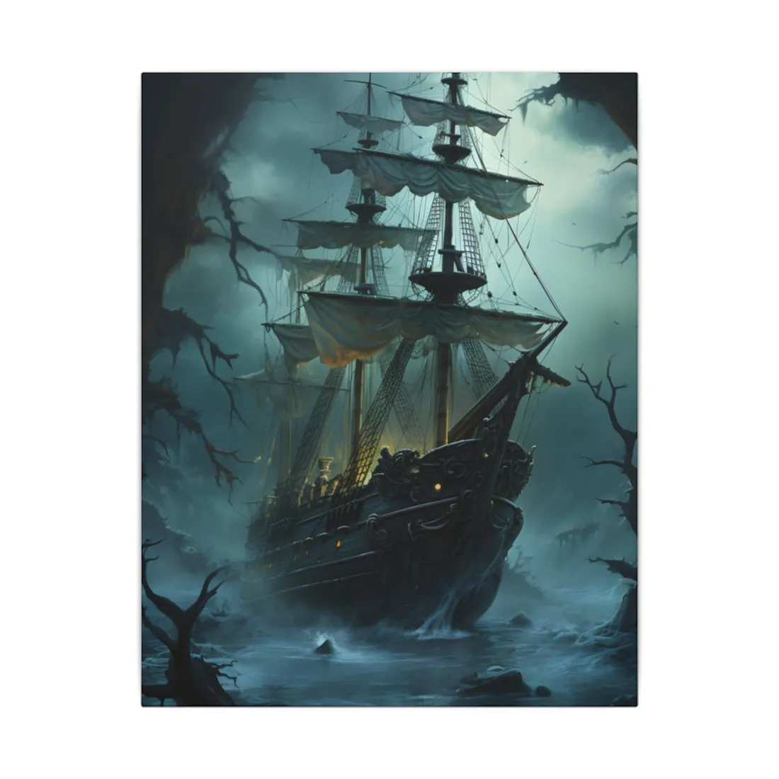 Pirate Ghost Ship Sailing: Mysterious Nautical Art - Canvas