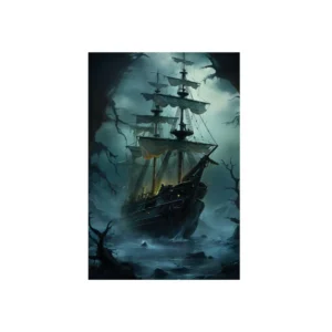 Ghost Ship in Fog Metal Poster