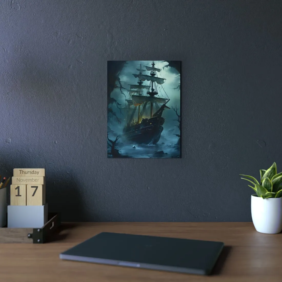Pirate Ghost Ship Sailing: Mysterious Nautical Art - Metal Poster