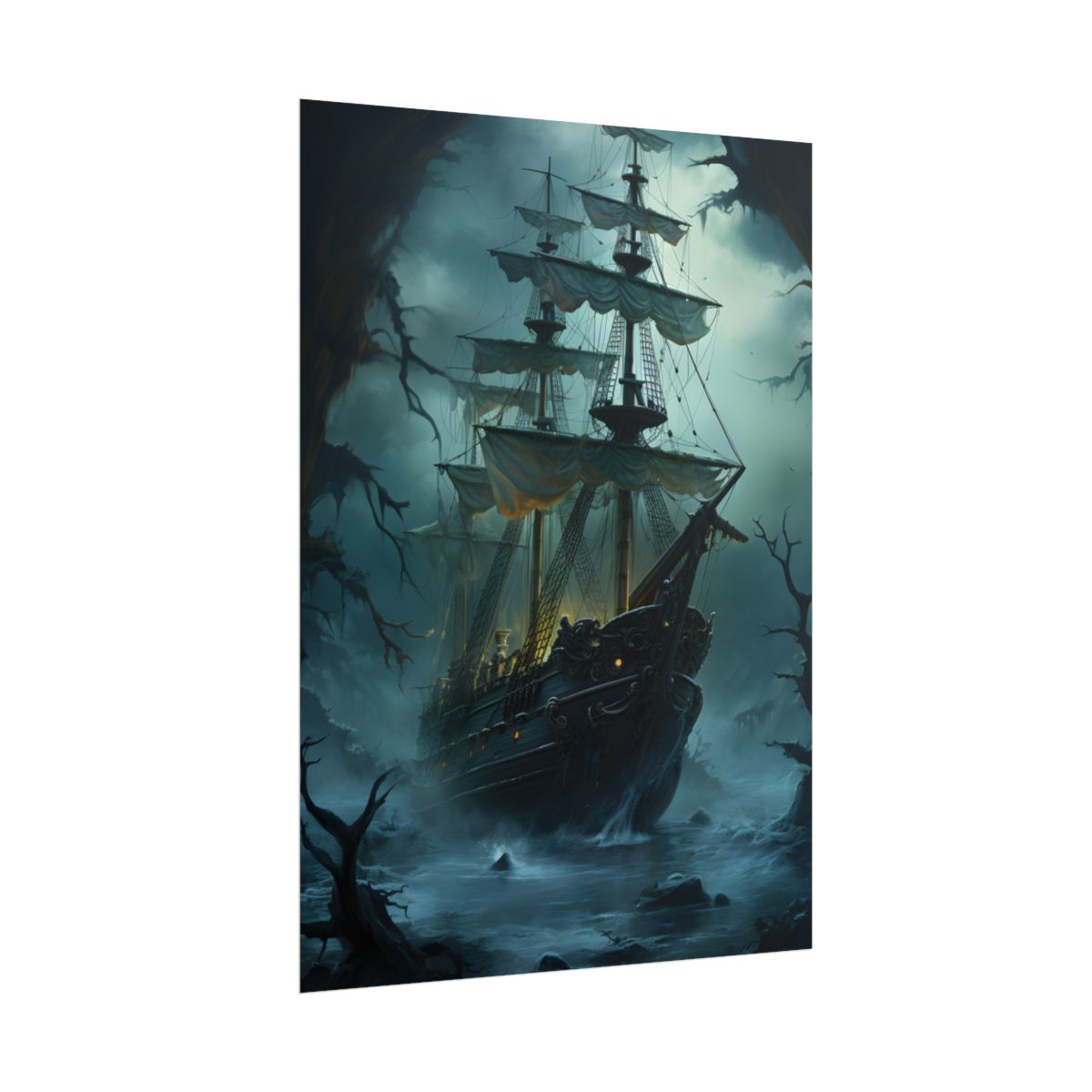 Pirate Ghost Ship Sailing: Mysterious Nautical Art - Poster