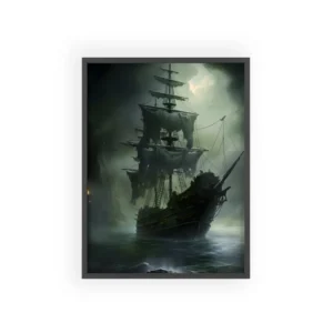 Old Sailing Ship in Fog Framed Poster