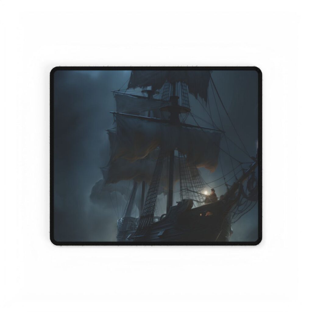 Pirate Ghost Ship Sails at Sea: Mysterious Maritime Art - Desk Mat