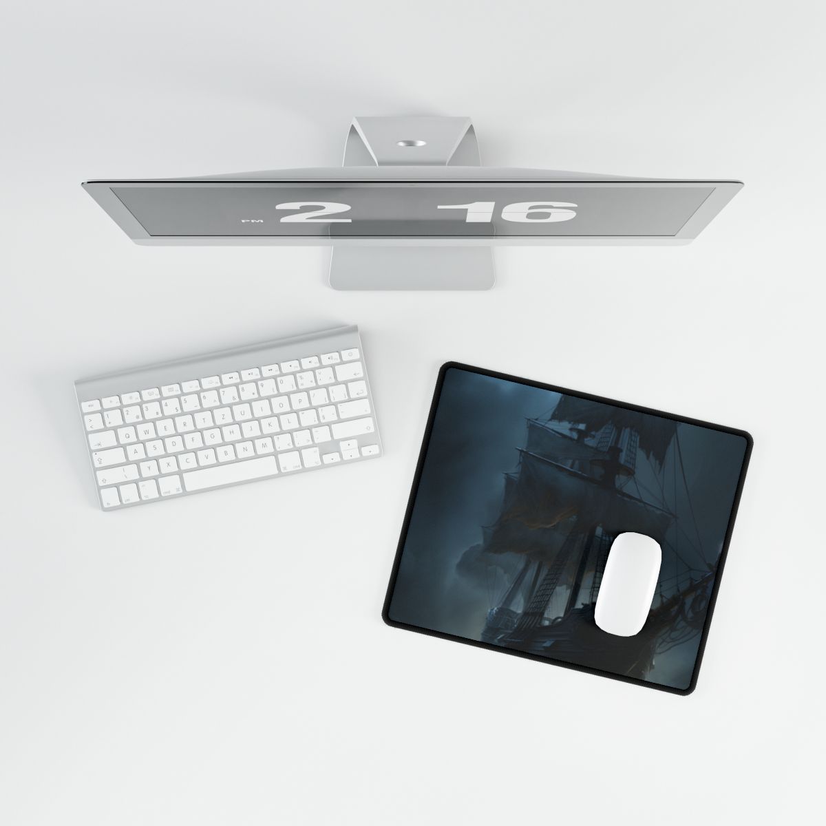 Pirate Ghost Ship Sails at Sea: Mysterious Maritime Art - Desk Mat