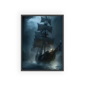 Old Sailing Ship at Night Framed Poster